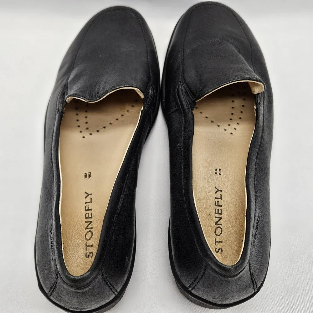 Stonefly Womens Shoes Size 39 US 8 Comfort Slip On Loafers Leather‎ Black